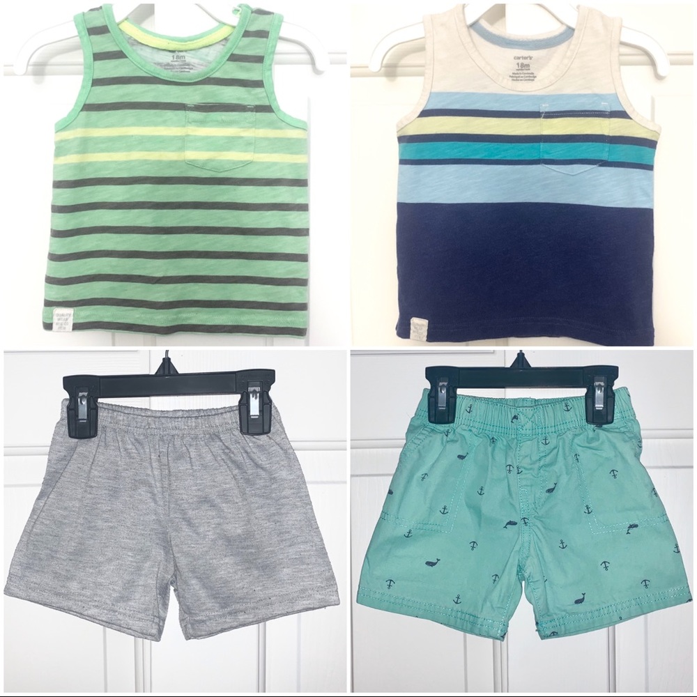 Carters 18M Summer Lot Blue/Green tank tops/shorts